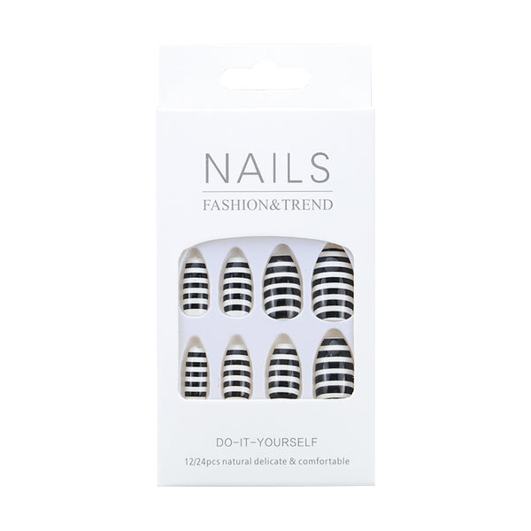 Zebra Lines - Press On Artificial Finger Nails