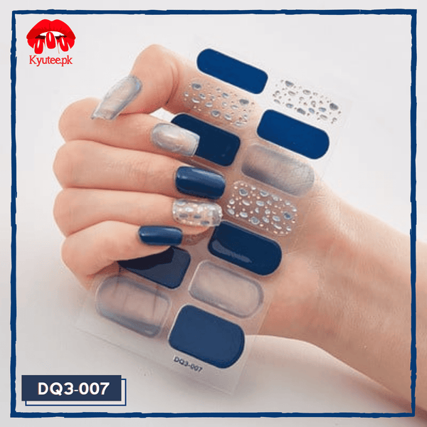 Transparent + Blue - Full Nail Polish Wrap/Sticker