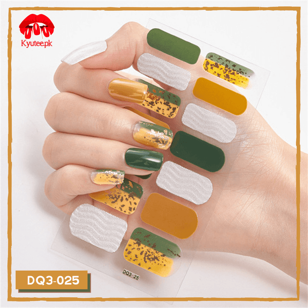 Forest Green Yellow Gold - Full Nail Polish Wrap/Sticker