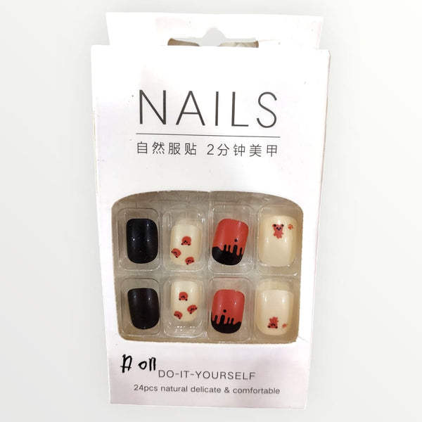 Head Bear Cream Chocolate Matte - Press On Artificial Finger Nails