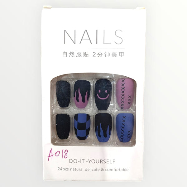 Duck Flame Powder Blue Frosted - Press On Artificial Finger Nails